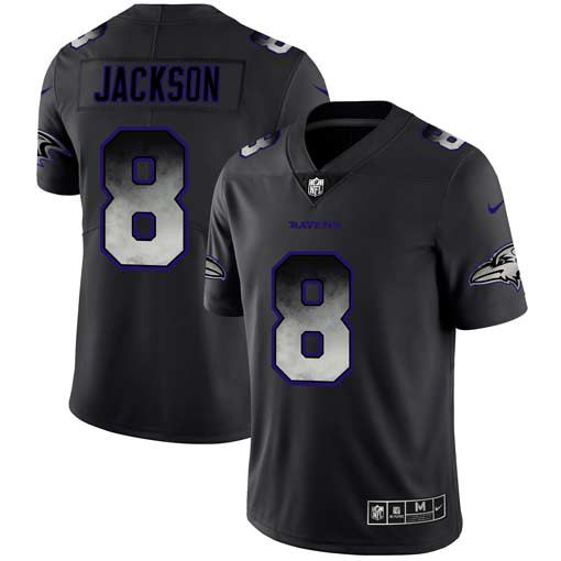 Men Baltimore Ravens 8 Jackson Nike Teams Black Smoke Fashion Limited NFL Jerseys